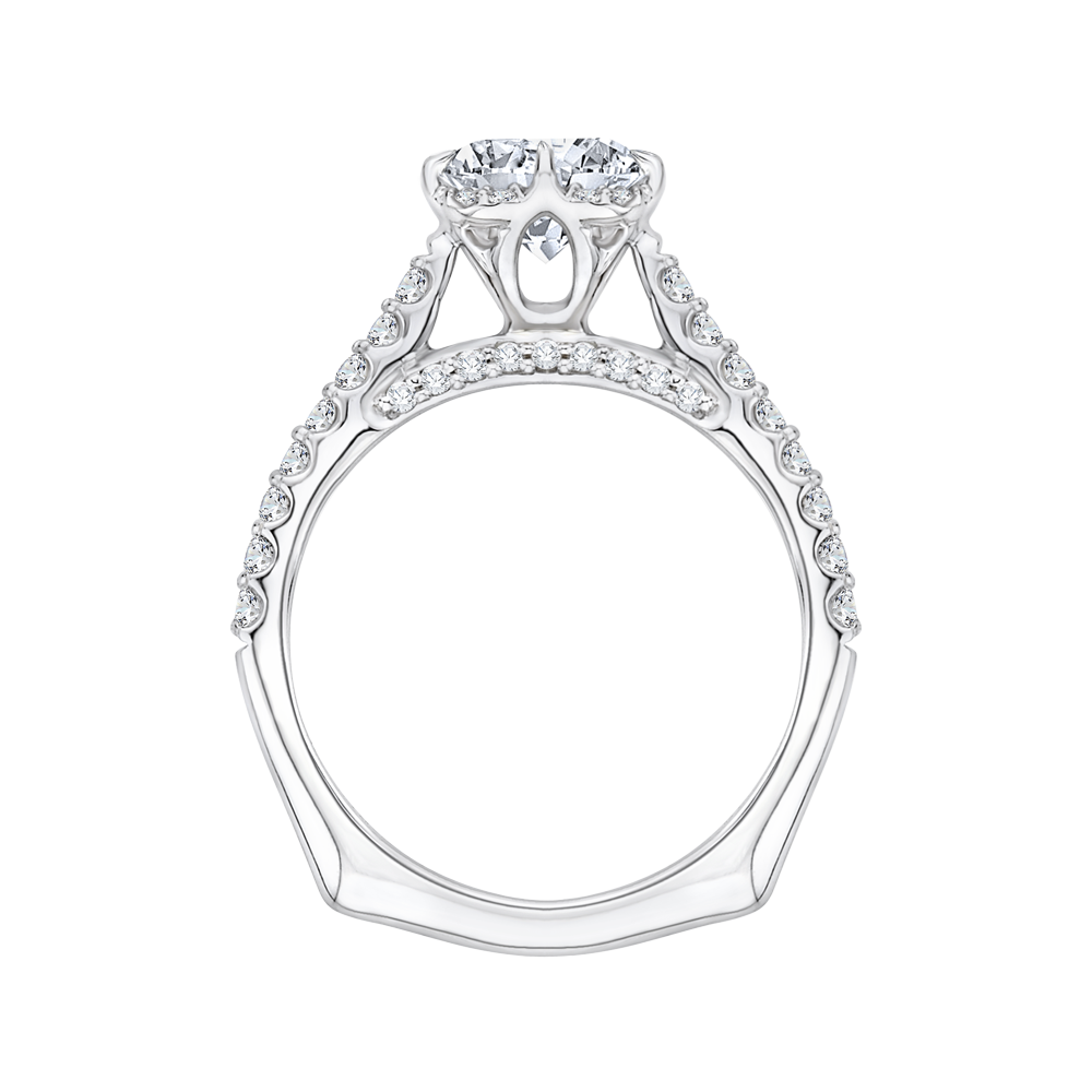 Euro Shank Round Diamond Engagement Ring in 14K White Gold (Semi-Mount)