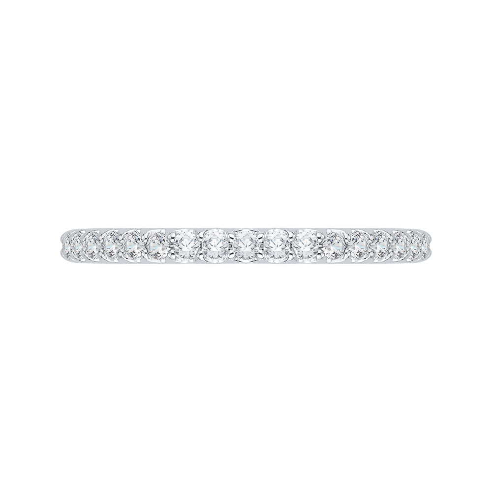 Round Diamond Half-Eternity Wedding Band in 14K White Gold