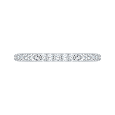 Round Diamond Half-Eternity Wedding Band in 14K White Gold