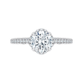 Euro Shank Round Diamond Floral Engagement Ring in 14K White Gold (Semi-Mount)