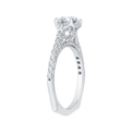 Euro Shank Round Diamond Floral Engagement Ring in 14K White Gold (Semi-Mount)