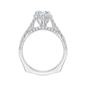 Euro Shank Round Diamond Floral Engagement Ring in 14K White Gold (Semi-Mount)