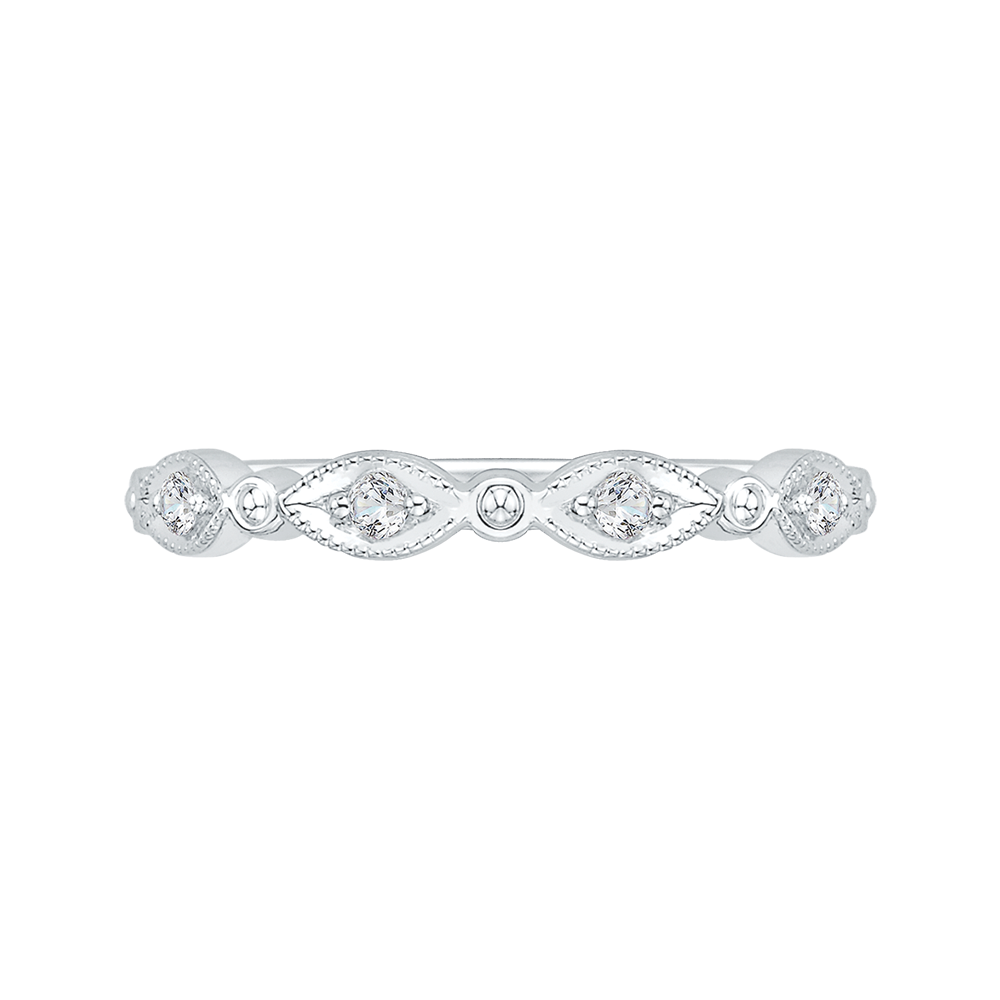 Euro Shank Round Diamond Wedding Band in 14K White Gold