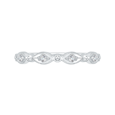 Euro Shank Round Diamond Wedding Band in 14K White Gold