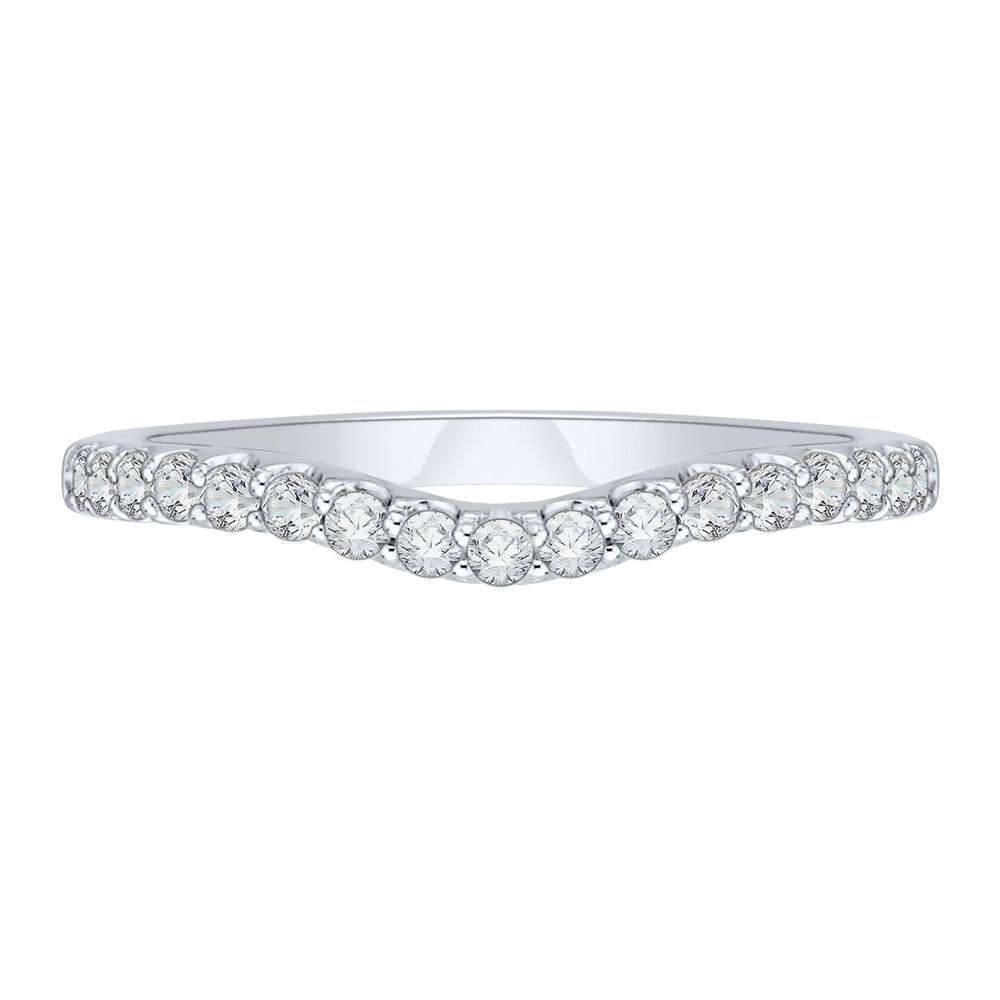 Round Diamond Half-Eternity Wedding Band in 14K White Gold