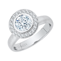 Round Diamond Halo Engagement Ring in 14K White Gold (Semi-Mount)