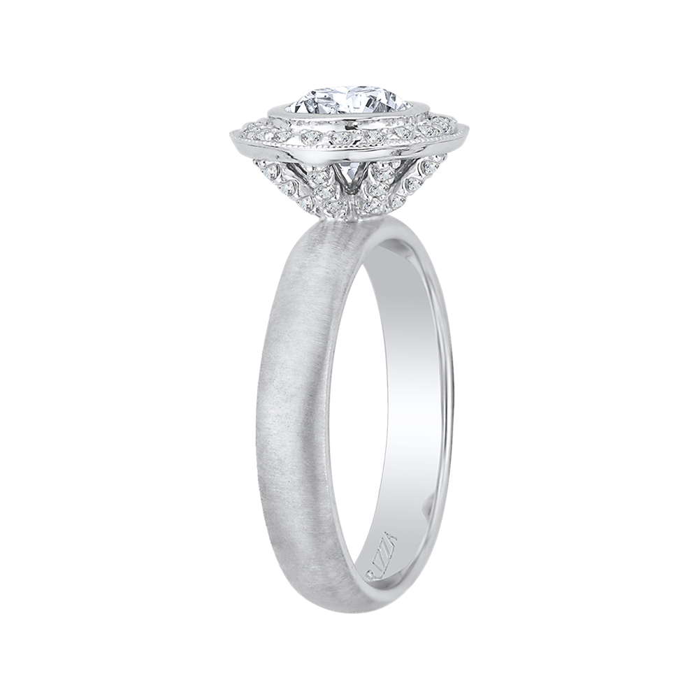 Round Diamond Halo Engagement Ring in 14K White Gold (Semi-Mount)