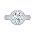 Round Diamond Halo Engagement Ring in 14K White Gold (Semi-Mount)