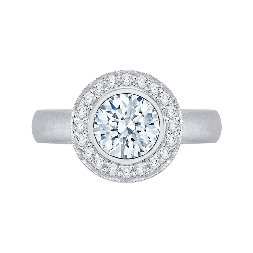 Round Diamond Halo Engagement Ring in 14K White Gold (Semi-Mount)