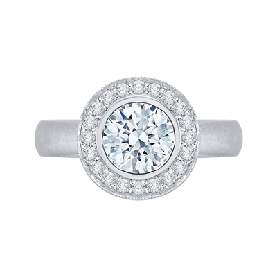 Round Diamond Halo Engagement Ring in 14K White Gold (Semi-Mount)