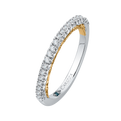 Round Diamond Half-Eternity Wedding Band in 14K Two Tone Gold