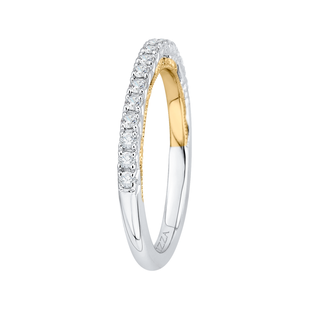 Round Diamond Half-Eternity Wedding Band in 14K Two Tone Gold