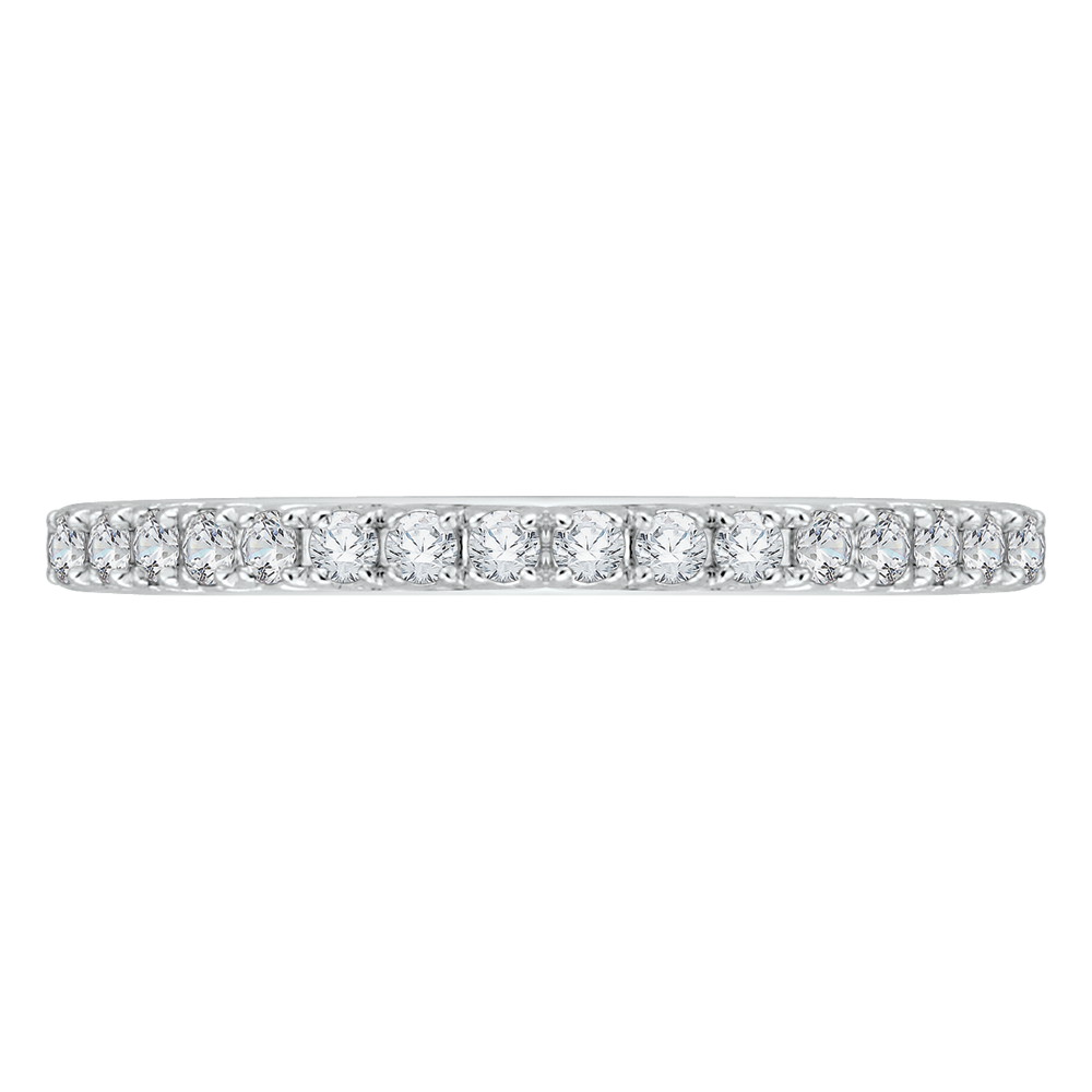 Round Diamond Half-Eternity Wedding Band in 14K Two Tone Gold