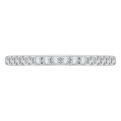 Round Diamond Half-Eternity Wedding Band in 14K Two Tone Gold