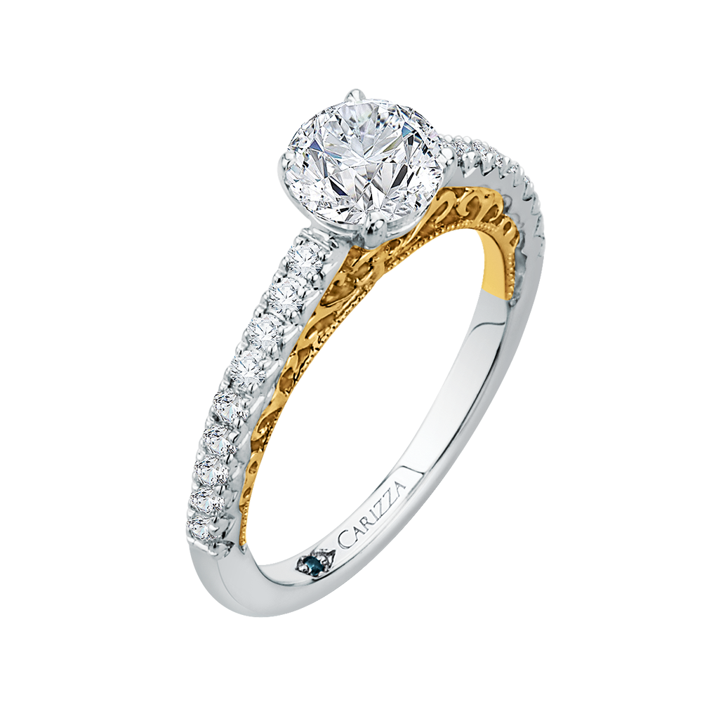 Round Diamond Engagement Ring in 14K Two Tone Gold (Semi-Mount)