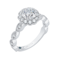 Round Diamond Halo Engagement Ring in 14K White Gold (Semi-Mount)