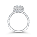 Diamond Octagon Shape Halo Engagement Ring in 14K White Gold (Semi-Mount)