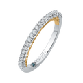 Round Diamond Half-Eternity Wedding Band in 14K Two Tone Gold