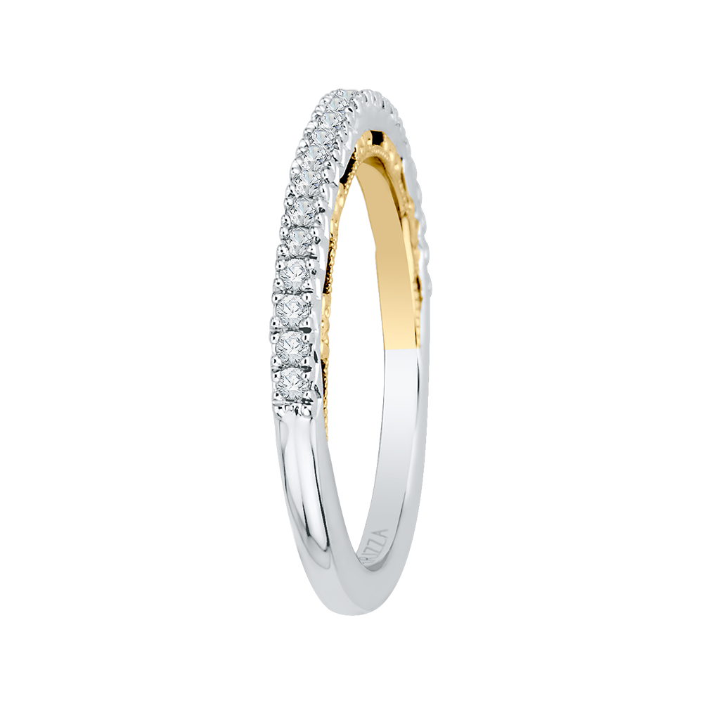 Round Diamond Half-Eternity Wedding Band in 14K Two Tone Gold