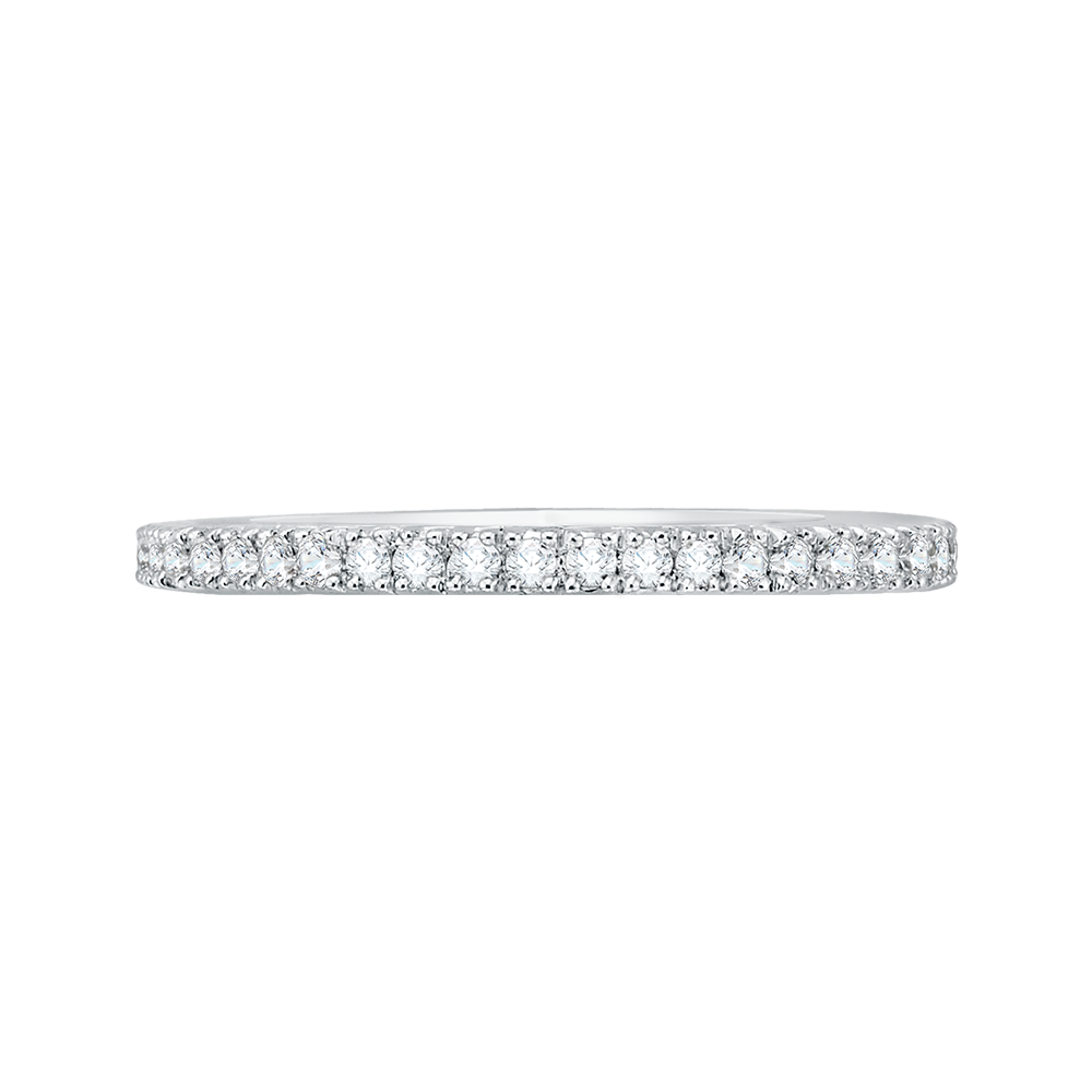 Round Diamond Half-Eternity Wedding Band in 14K Two Tone Gold