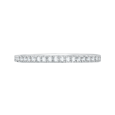 Round Diamond Half-Eternity Wedding Band in 14K Two Tone Gold