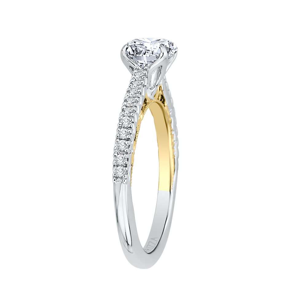 Round Diamond Engagement Ring in 14K Two Tone Gold (Semi-Mount)