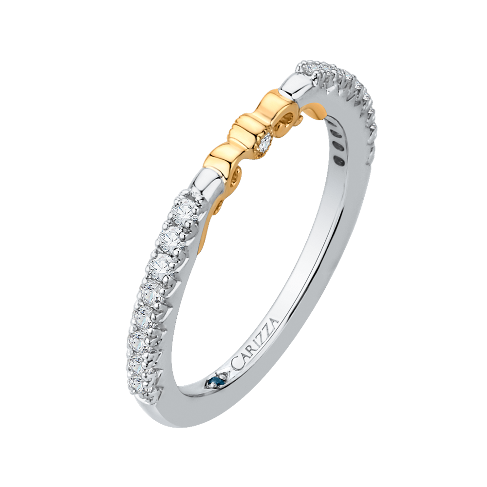 Round Diamond Wedding Band in 14K Two Tone Gold