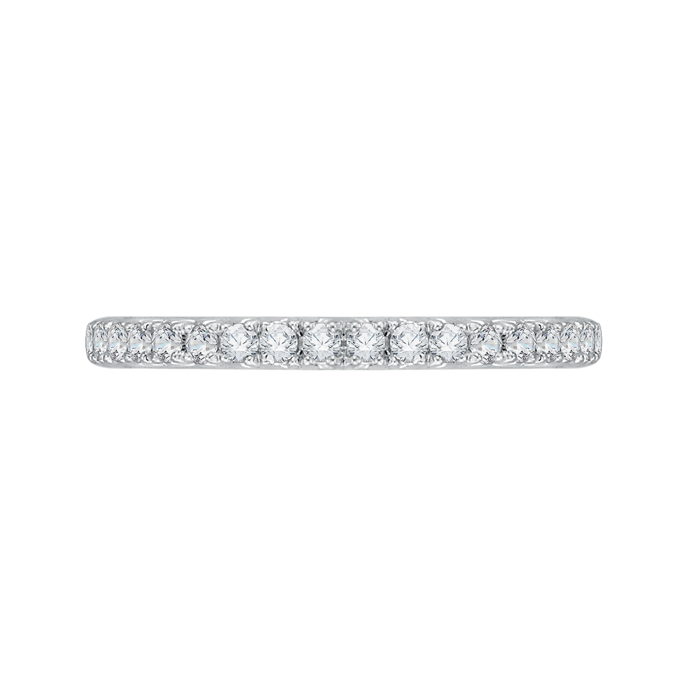 Round Diamond Half-Eternity Wedding Band in 14K Two Tone Gold