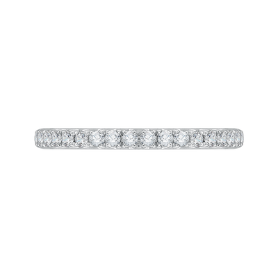 Round Diamond Half-Eternity Wedding Band in 14K Two Tone Gold