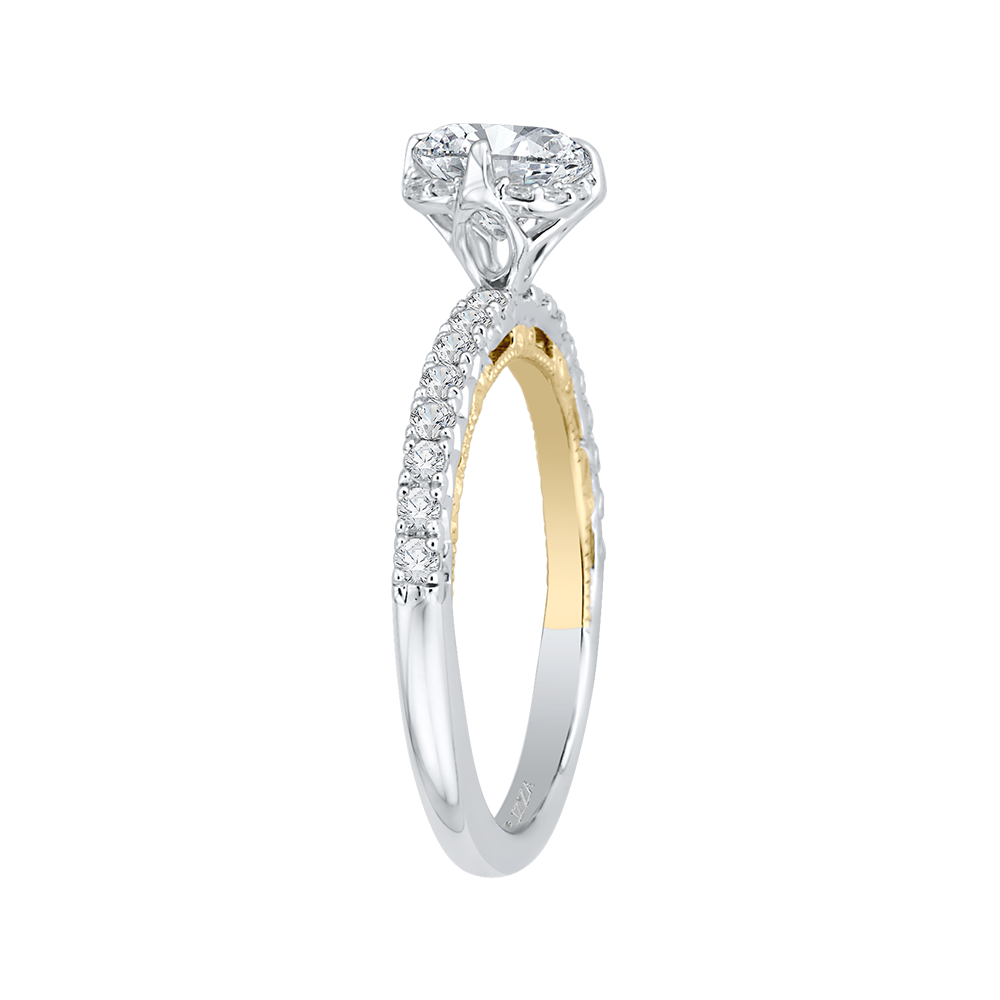 Round Diamond Engagement Ring in 14K Two Tone Gold (Semi-Mount)