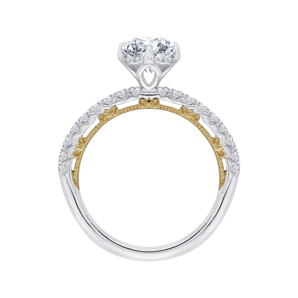 Round Diamond Engagement Ring in 14K Two Tone Gold (Semi-Mount)