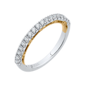 Round Diamond Half-Eternity Wedding Band in 14K Two Tone Gold