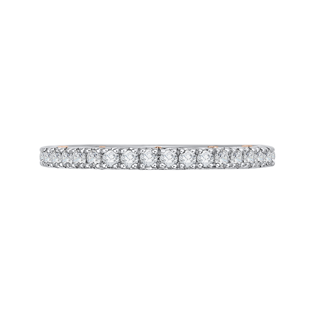 Round Diamond Half-Eternity Wedding Band in 14K Two Tone Gold