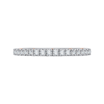 Round Diamond Half-Eternity Wedding Band in 14K Two Tone Gold