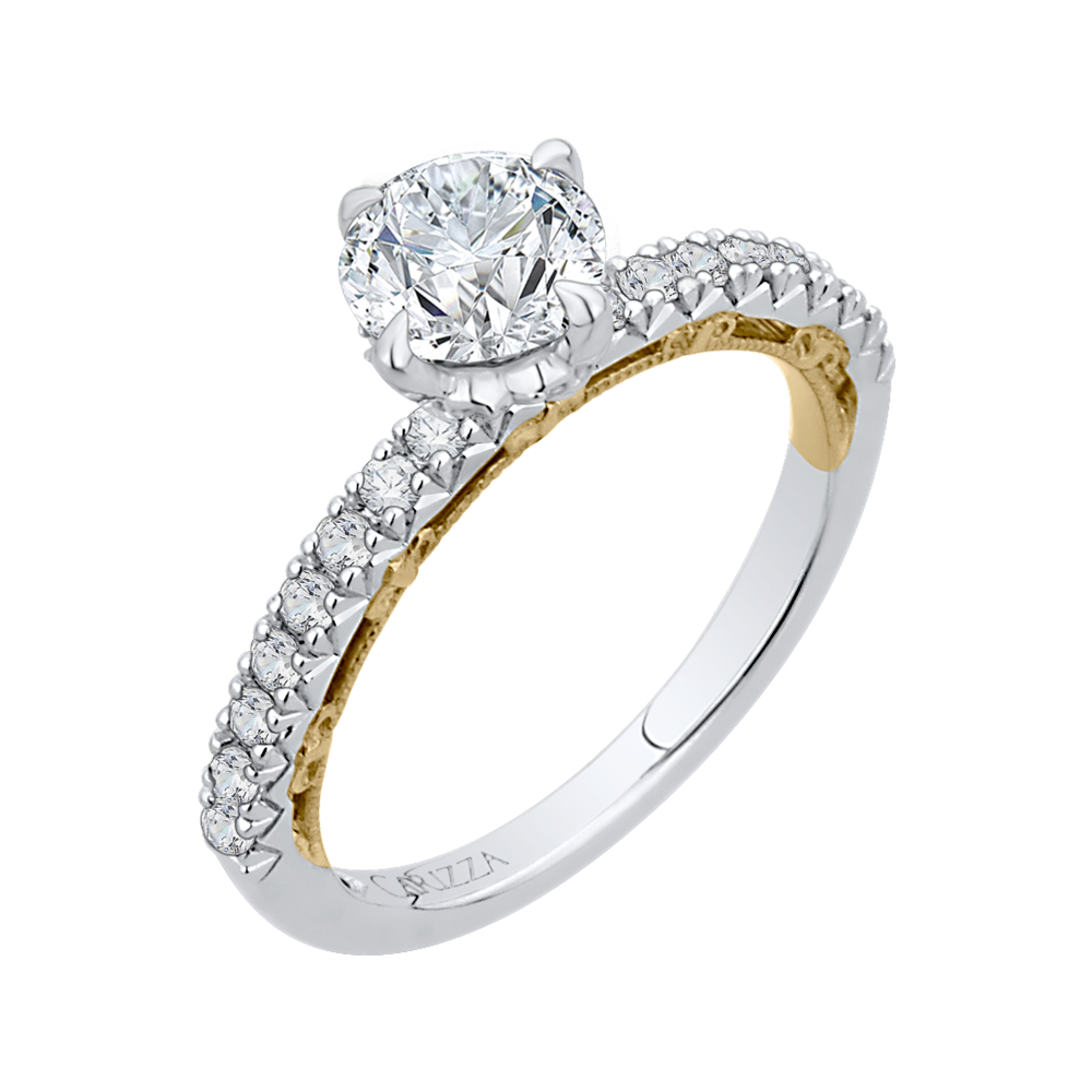 Round Diamond Engagement Ring in 14K Two Tone Gold (Semi-Mount)