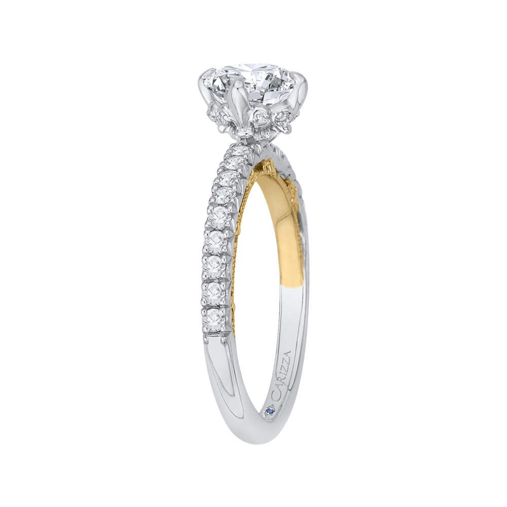 Round Diamond Engagement Ring in 14K Two Tone Gold (Semi-Mount)