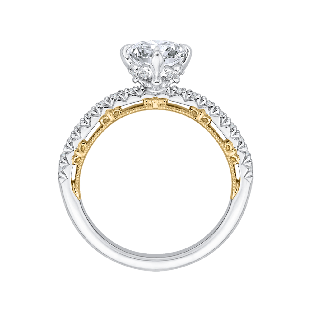 Round Diamond Engagement Ring in 14K Two Tone Gold (Semi-Mount)