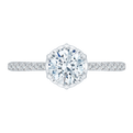 Round Diamond Cathedral Style Engagement Ring in 14K White Gold (Semi-Mount)