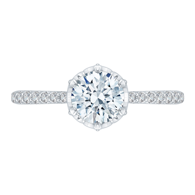 Round Diamond Cathedral Style Engagement Ring in 14K White Gold (Semi-Mount)