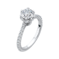 Round Diamond Cathedral Style Engagement Ring in 14K White Gold (Semi-Mount)