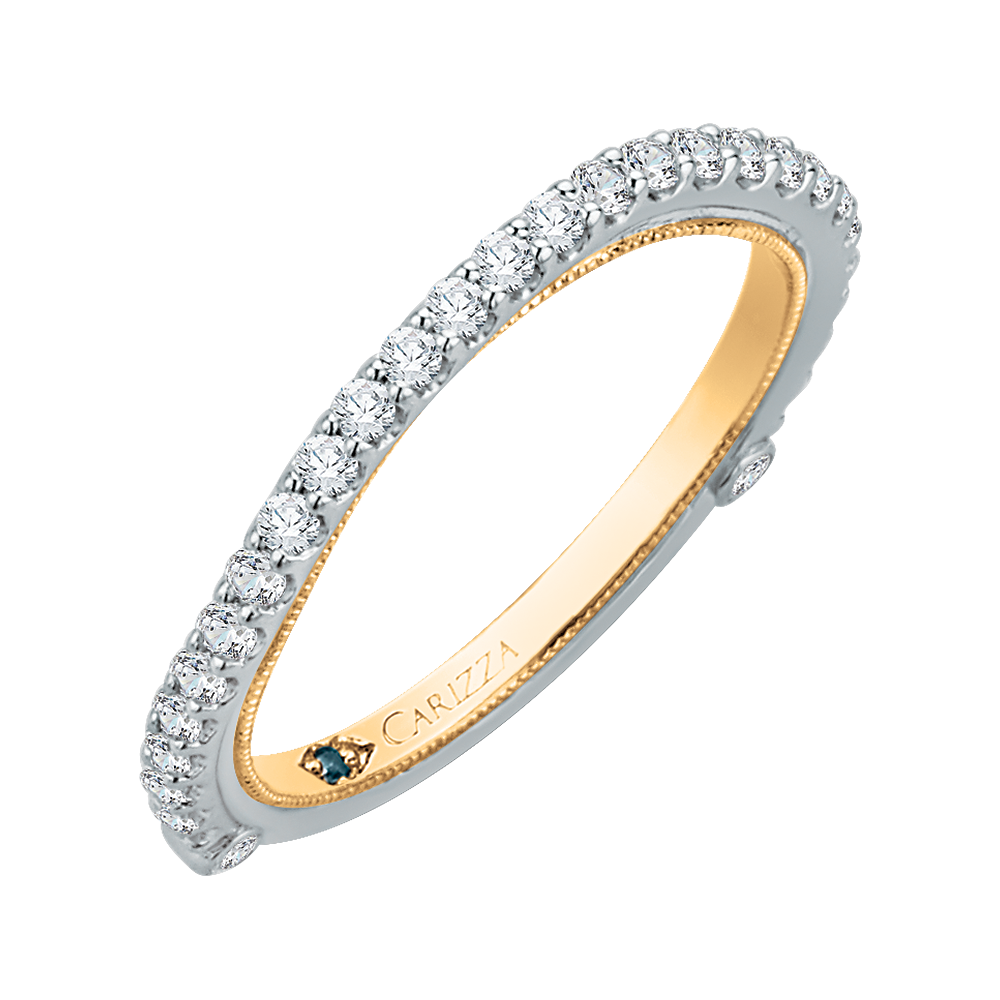 Round Diamond Wedding Band in 14K Two Tone Gold