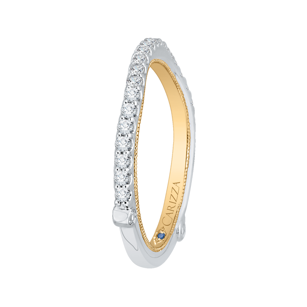 Round Diamond Wedding Band in 14K Two Tone Gold