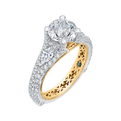 Split Shank Round Diamond Engagement Ring in 14K Two Tone Gold (Semi-Mount)