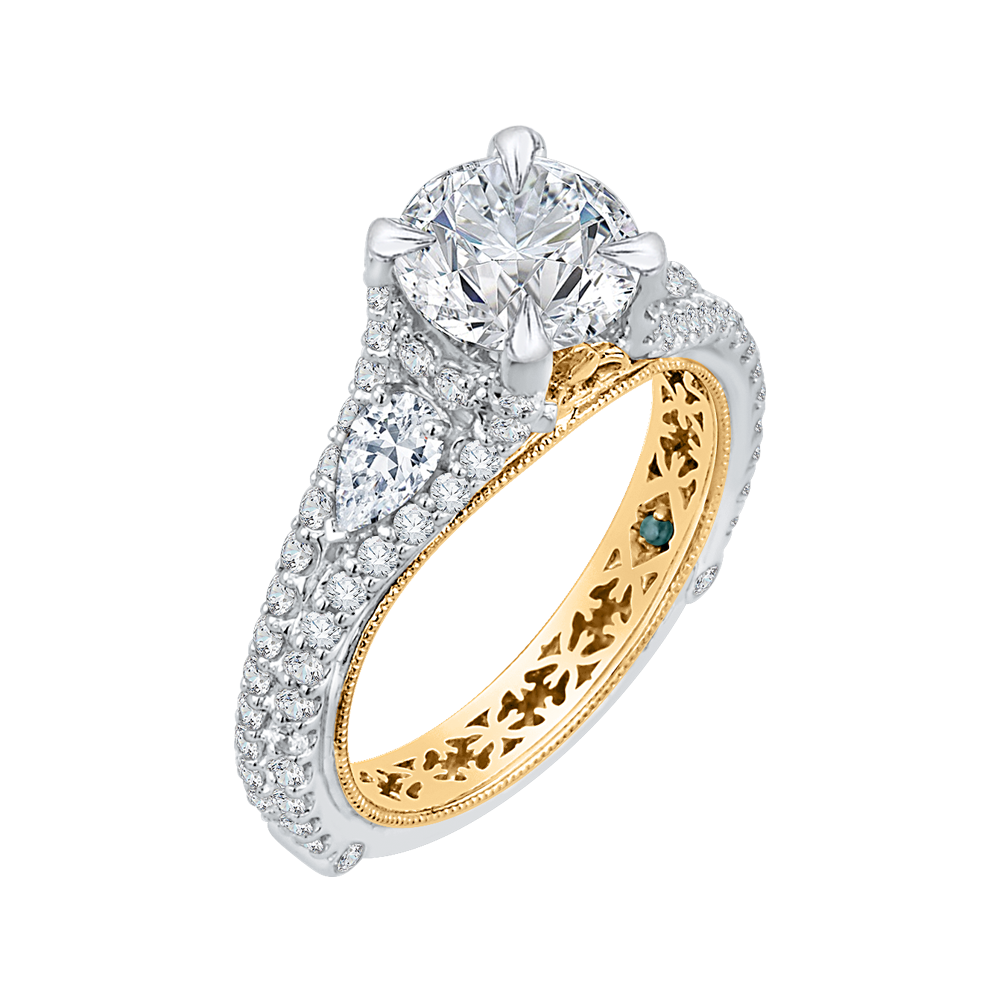 Split Shank Round Diamond Engagement Ring in 14K Two Tone Gold (Semi-Mount)