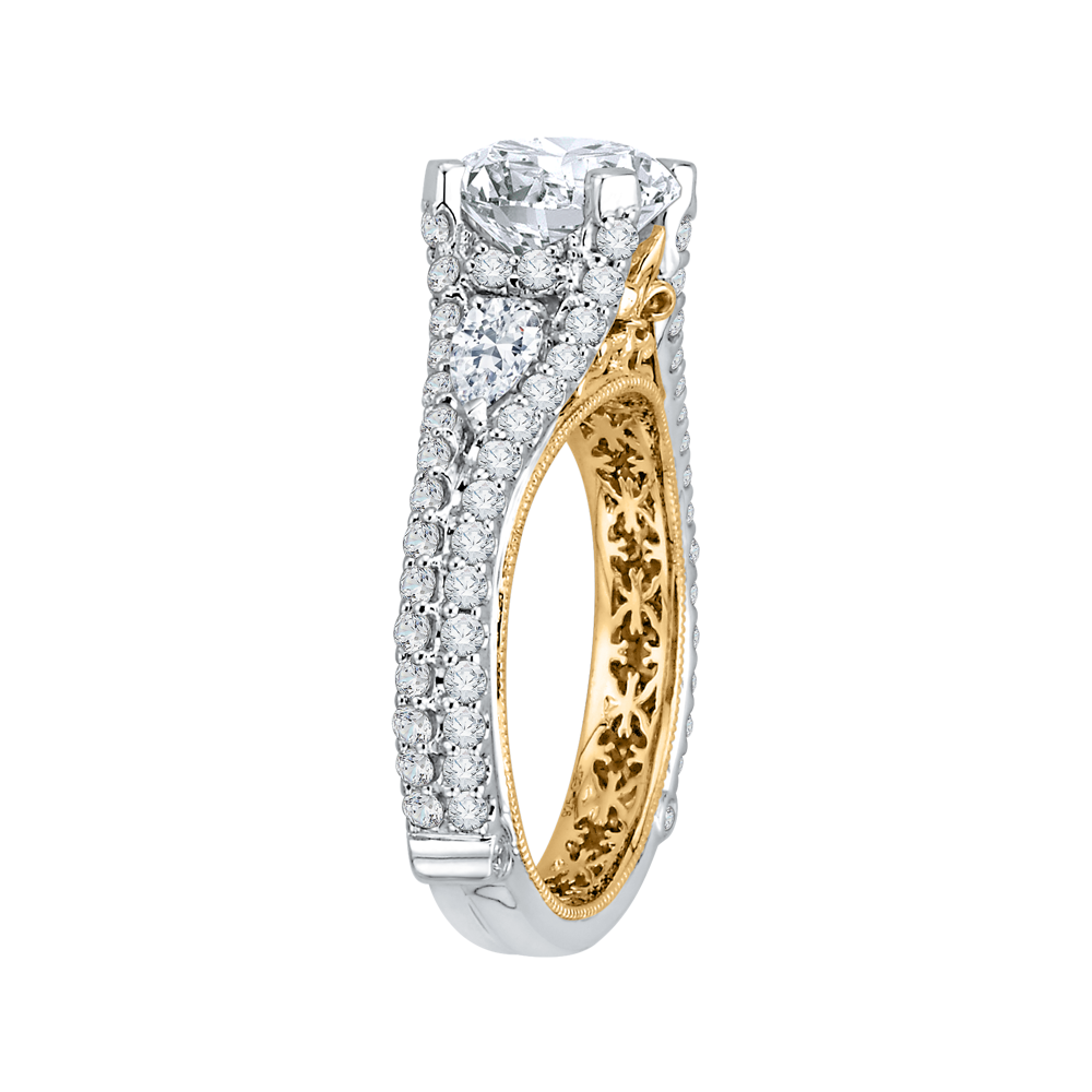 Split Shank Round Diamond Engagement Ring in 14K Two Tone Gold (Semi-Mount)