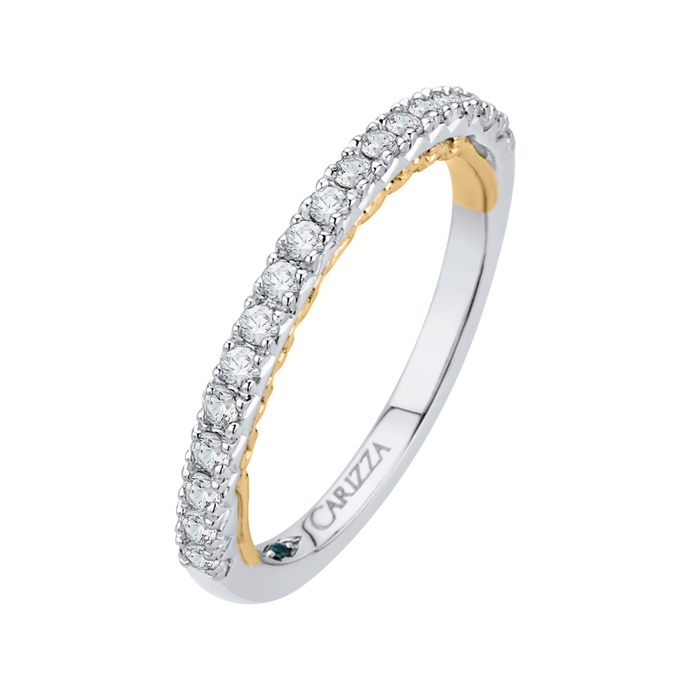 Round Diamond Half-Eternity Wedding Band in 14K Two Tone Gold