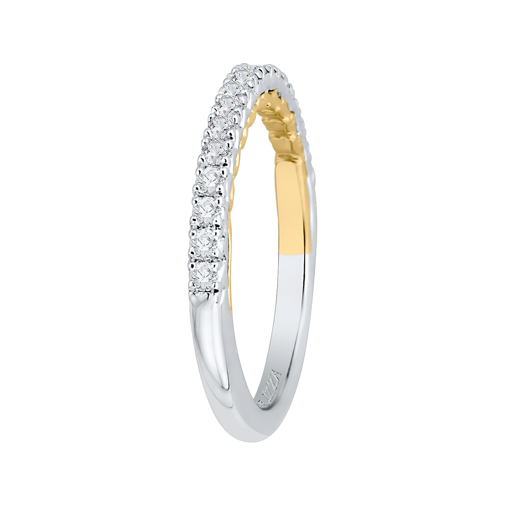 Round Diamond Half-Eternity Wedding Band in 14K Two Tone Gold