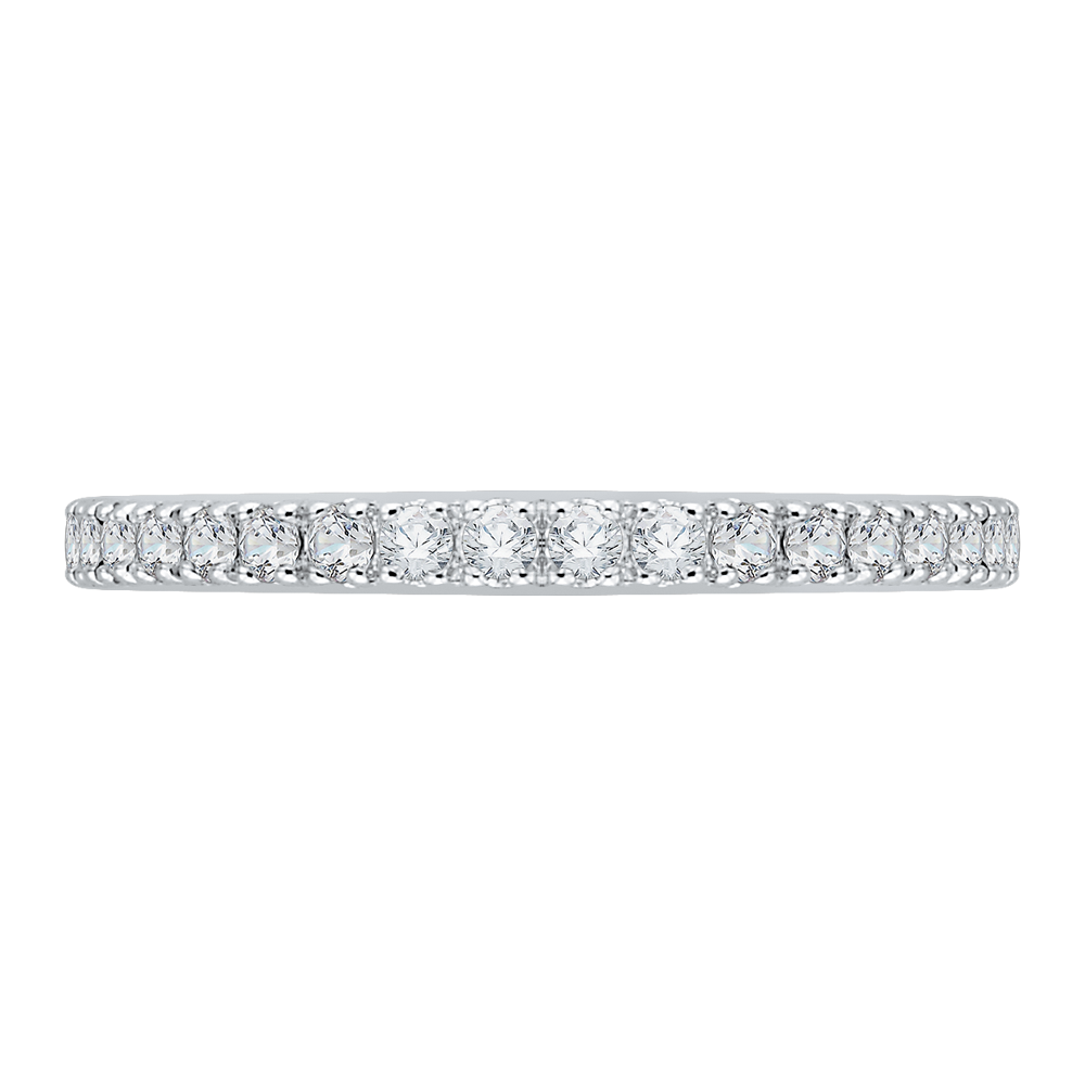 Round Diamond Half-Eternity Wedding Band in 14K Two Tone Gold