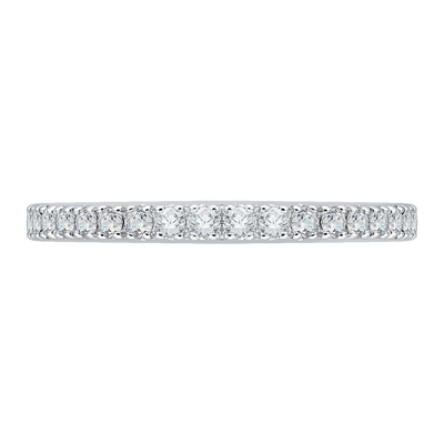 Round Diamond Half-Eternity Wedding Band in 14K Two Tone Gold