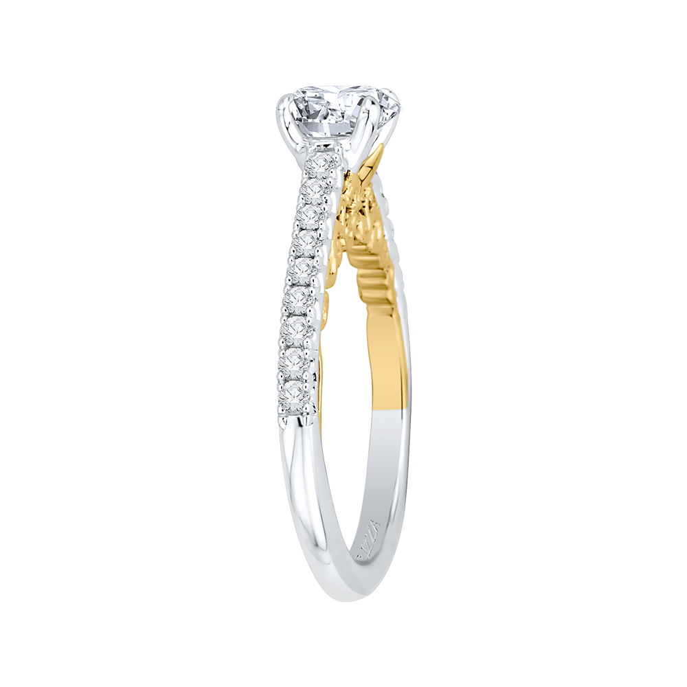 Round Diamond Engagement Ring in 14K Two Tone Gold (Semi-Mount)